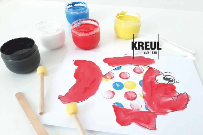 Kreul Mucki Fingerfarbe Farben Spiel Kiste - Wir malen Stacheln, Fell und Schuppen, Set 5 Stück 50ml