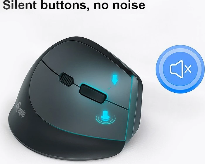 Equip Ergonomic Rechargeable Dual Mode Wireless Mouse schwarz, USB/Bluetooth