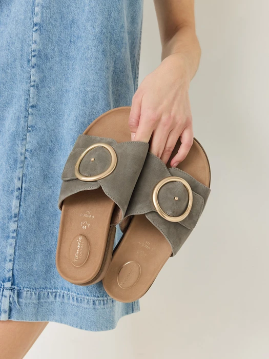 Tamaris Lederpantolette grün (Damen)