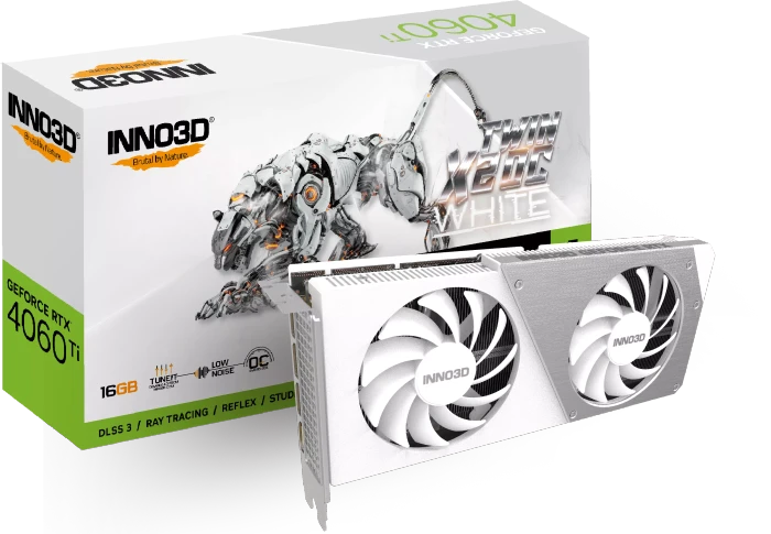 INNO3D GeForce RTX 4060 Ti Twin X2 OC White, 16GB GDDR6, HDMI, 3x DP