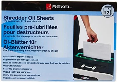 Rexel Aktenvernichter Öl-Blätter, 19.5x23cm, 12 Blatt