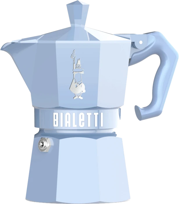 Bialetti Exclusive Moka Express 3 Tassen Espressokanne hellblau