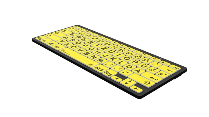 LogicKeyboard LargePrint Mini PC, Black on Yellow, Bluetooth, DE