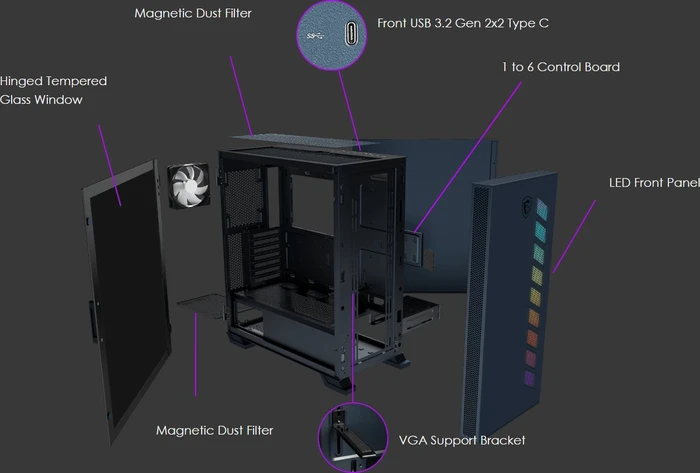 MSI MAG Vampiric 300R Pacific Blue, Glasfenster