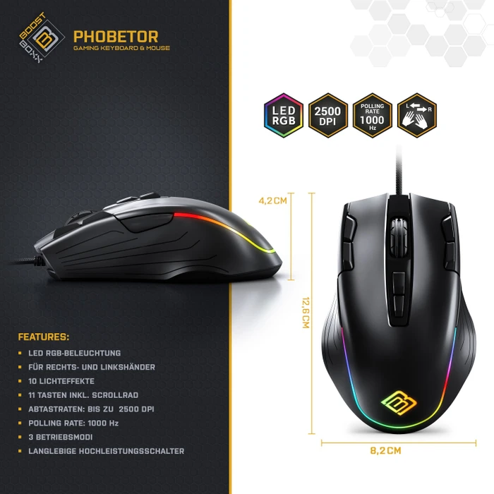 BoostBoxx Phobetor Gaming Desktop RGB Set schwarz, LEDs RGB, USB, DE