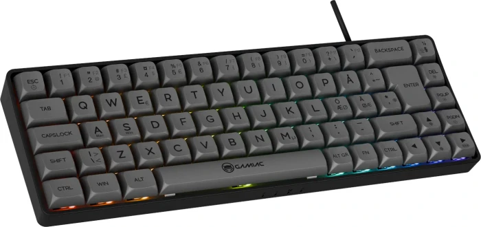 Gamiac TKL69G Gaming Keyboard, schwarz/grau, LEDs RGB, Kailh BLUE, USB, ND