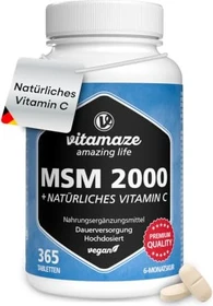 Vitamaze MSM 2000 + Vitamin C Tabletten, 365 Stück