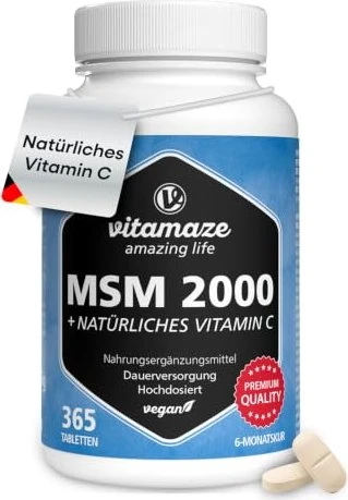 Vitamaze MSM 2000 + Vitamin C Tabletten, 365 Stück