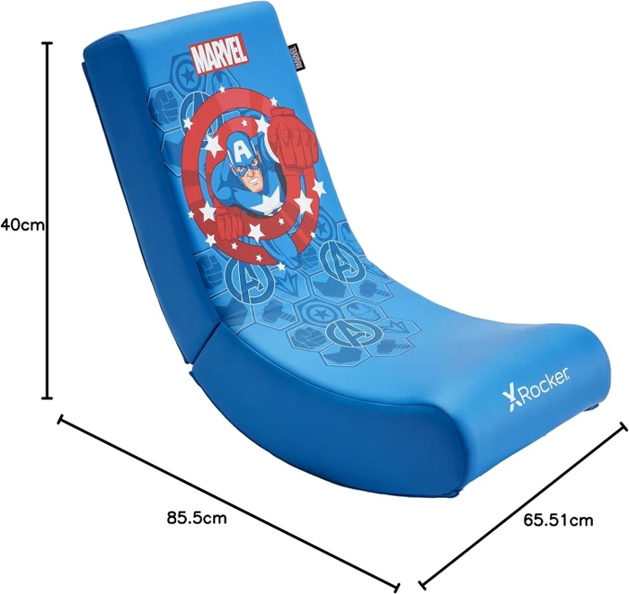 X Rocker Marvel Hero Video Rocker Gaming Bodensessel für Kinder/Jugendliche, Captain America blau