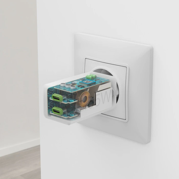 Hama Schnellladegerät GaN 2x USB-C Mini-Ladegerät PD 65W weiß