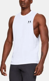 Under Armour Left Chest Cut-Off Funktionsshirt ärmellos weiß/schwarz (Herren)