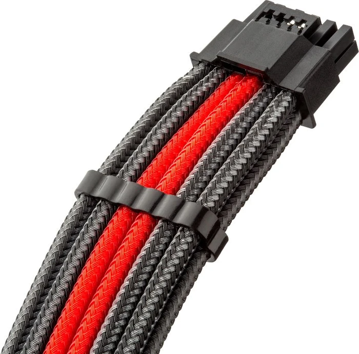 CableMod Universal Pro ModMesh, 12V-2x6 Kabel, StealthSense, natives 12V-2x6 Kabel, 1x 16-Pin PCIe 5.1 Stecker auf 16-Pin PCIe 5.1 Stecker, schwarz/rot, 60cm