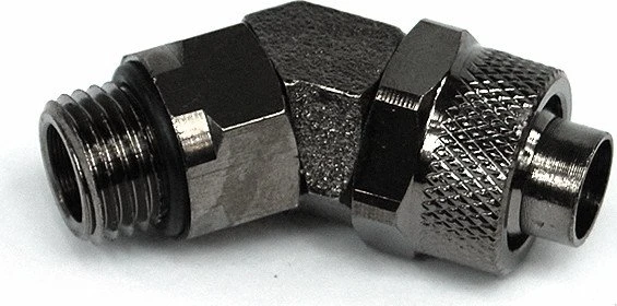 Aquatuning 45° Schlauchanschluss, G1/4" auf 13/10mm, schwarz vernickelt