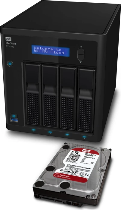 Western Digital My Cloud EX4100, 2GB RAM, 2x RJ-45 1000Base-T, 3x USB-A 3.0