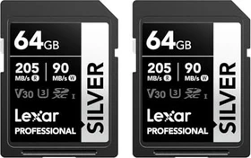 Lexar Professional SILVER R205/W90 64GB, UHS-I U3, Class 10, 2er-Pack
