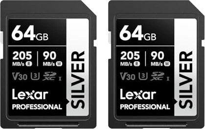 Lexar Professional SILVER R205/W90 64GB, UHS-I U3, Class 10, 2er-Pack