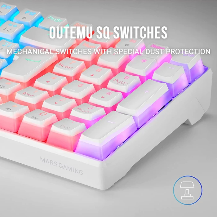 Mars Gaming MKULTRA, weiß, LEDs RGB, Gaote Outemu SQ RED, USB, ES/US