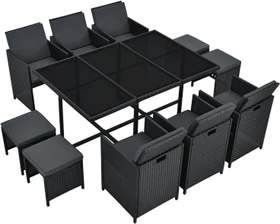 Juskys Baracoa Polyrattan Sitzgruppe XL schwarz