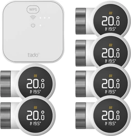 tado Starter Kit Smart Heizkörper-Thermostat X, 6x Thermostat, inkl. Bridge, Set
