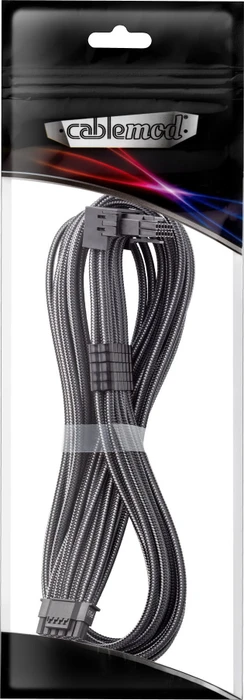 CableMod Universal Pro ModMesh, 12V-2x6 Kabel, StealthSense, natives 12V-2x6 Kabel, 1x 16-Pin PCIe 5.1 Stecker auf 16-Pin PCIe 5.1 Stecker, 90°, Variante B, carbon, 60cm