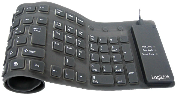 LogiLink Flexible Waterproof Keyboard schwarz, PS/2 &, PS/2 & USB, DE