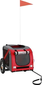 vidaXL Hunde 124x53cm Fahrradanhänger rot/grau