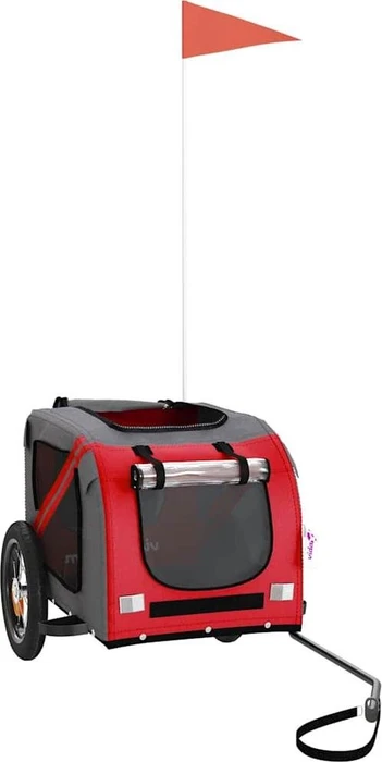 vidaXL Hunde 124x53cm Fahrradanhänger rot/grau