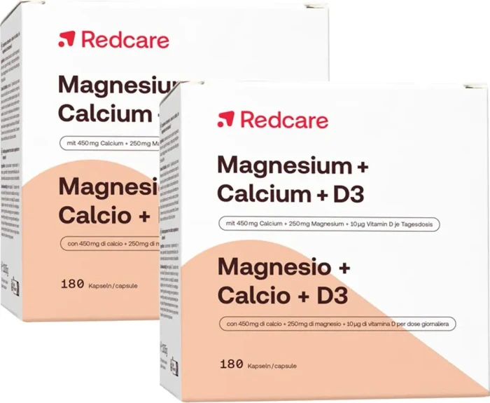 Redcare Magnesium + Calcium + D3 Kapseln, 360 Stück (2x 180 Stück)