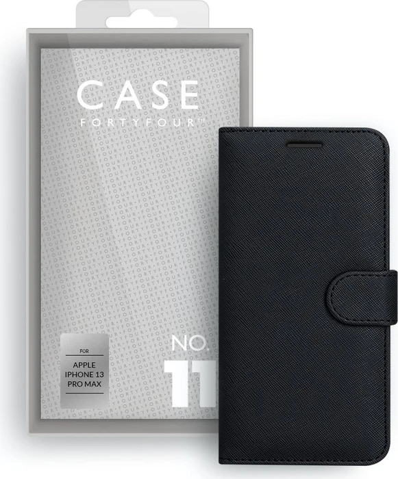 Case FortyFour No.11 für Apple iPhone 13 Pro Max Cross Grain Black
