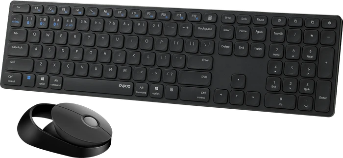 Rapoo 9850M Multi-mode Wireless Ultra-slim Advanced Desktop Set dunkelgrau, USB/Bluetooth, DE (00215389) – Bild 5 von 5