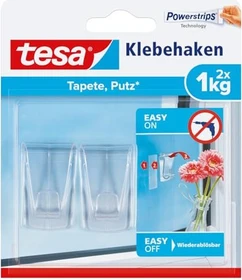 tesa Powerstrips Haken Deco transparent, 2 Stück