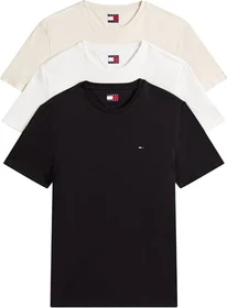 Tommy Hilfiger Flag Extra Slim 3er-Pack T-Shirt kurzarm ecru/desert sand/black (Herren)