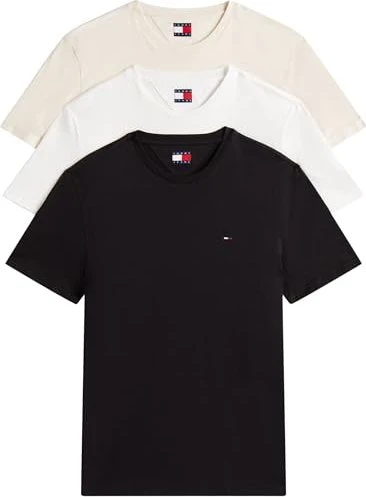 Tommy Hilfiger Flag Extra Slim 3er-Pack T-Shirt kurzarm ecru/desert sand/black (Herren)