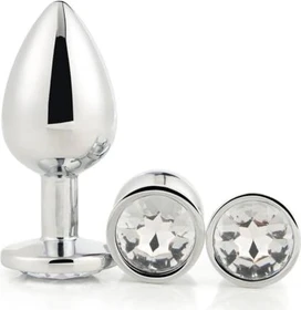 Dream Toys Gleaming Love Anal Plug-Set 9.5cm silber, 3-tlg.