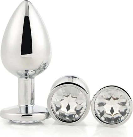 Dream Toys Gleaming Love Anal Plug-Set 9.5cm silber, 3-tlg.