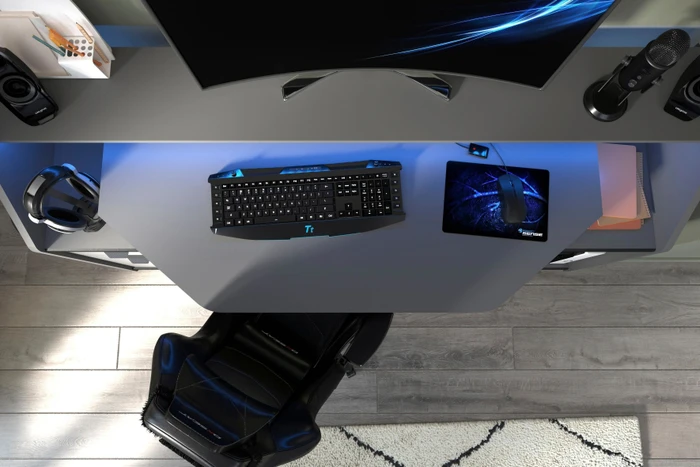 Parisot Set-Up Gaming Tisch Schreibtisch mit LED-Beleuchtung 131x67cm Carbon/Carbon