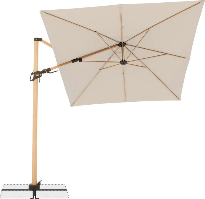 Doppler Alu Wood Ultra AX Pendel Sonnenschirm 300x220cm natur