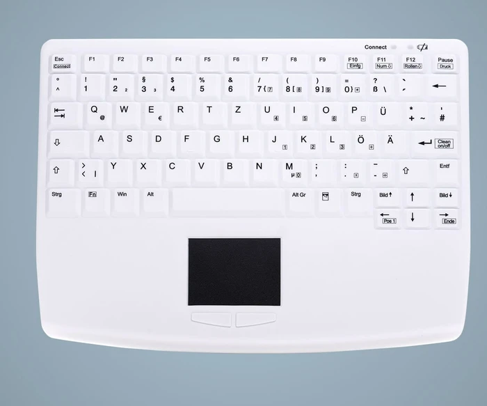 Contour Design Active Key desinfizierbare Hygiene-Tastatur mit Touchpad, vollversiegelt, weiß, USB, DE