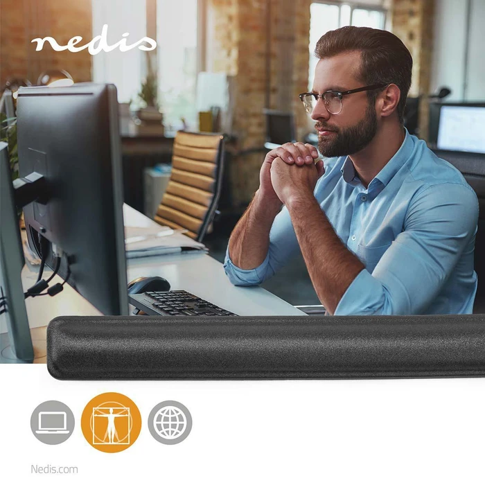 Nedis Ergonomische Gel Tastatur-Handgelenkauflage, schwarz