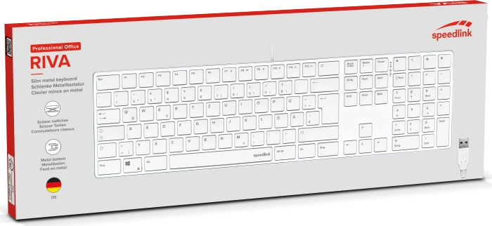 Speedlink Riva Slim Metal Scissor Keyboard, weiß, USB, DE