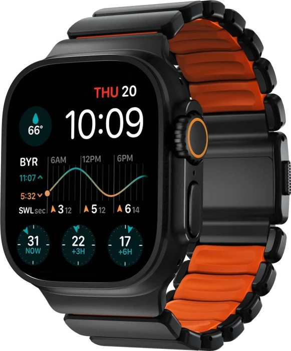 Nomad Stratos Band für Apple Watch 44mm/45mm/46mm/49mm schwarz/ultra orange