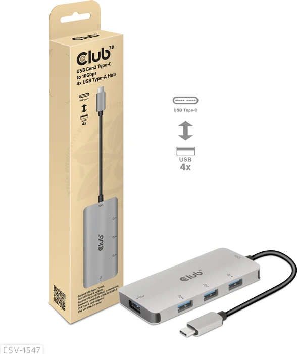 Club 3D USB-Hub, 4x USB-A 3.1, USB-C 3.1 [Stecker]