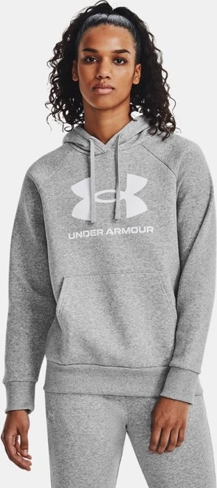 Under Armour Rival Fleece Logo Hoodie mod grey light heather/white (Damen)