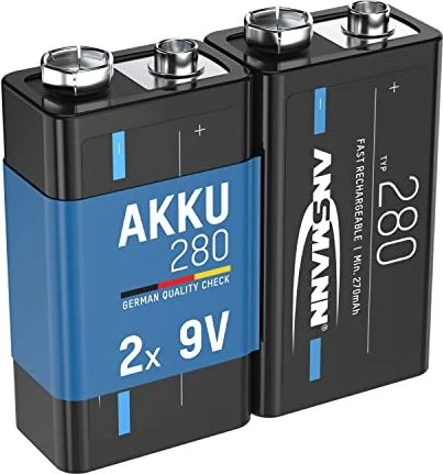 Ansmann NiMH Akku 9V E-Block 280mAh, 2er-Pack