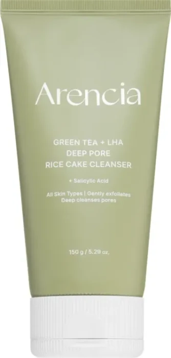 Arencia Green Tea + LHA Deep Pore Rice Cake Cleanser, 150g