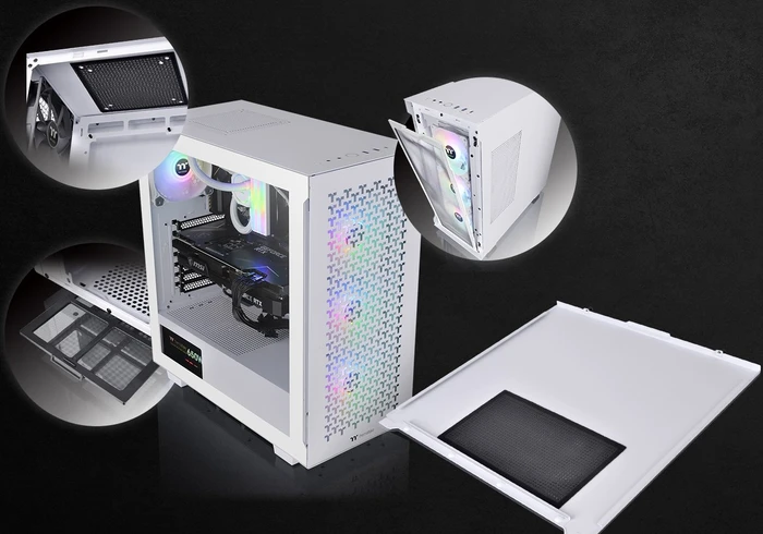 Thermaltake V350 TG ARGB Air Snow Edition, weiß, Glasfenster