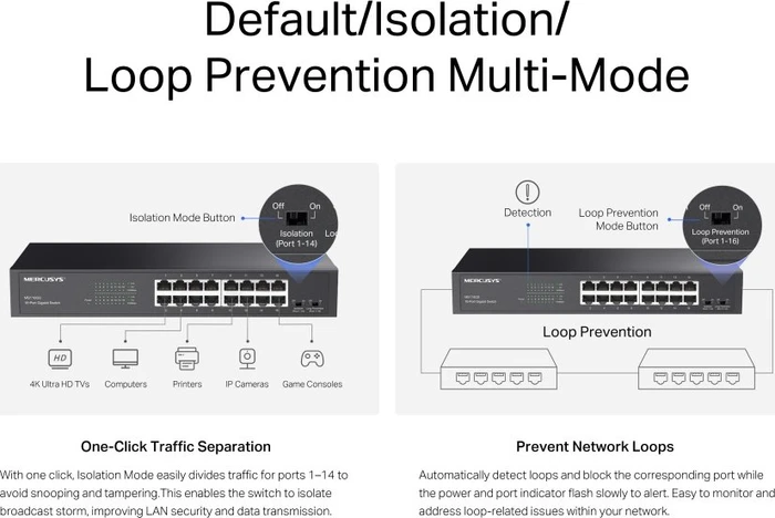 Mercusys Desktop Gigabit Switch, 16x RJ-45