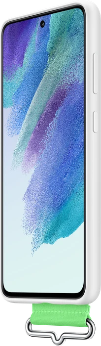 Samsung Silicone Cover with Strap für Galaxy S21 FE weiß
