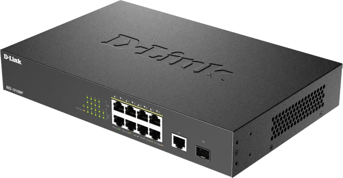 D-Link DGS-1000 Desktop Gigabit Switch, 9x RJ-45, 1x SFP, 125W PoE+