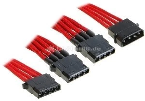 BitFenix Alchemy 4-Pin Molex auf 3x 4-Pin Molex 55cm, sleeved rot